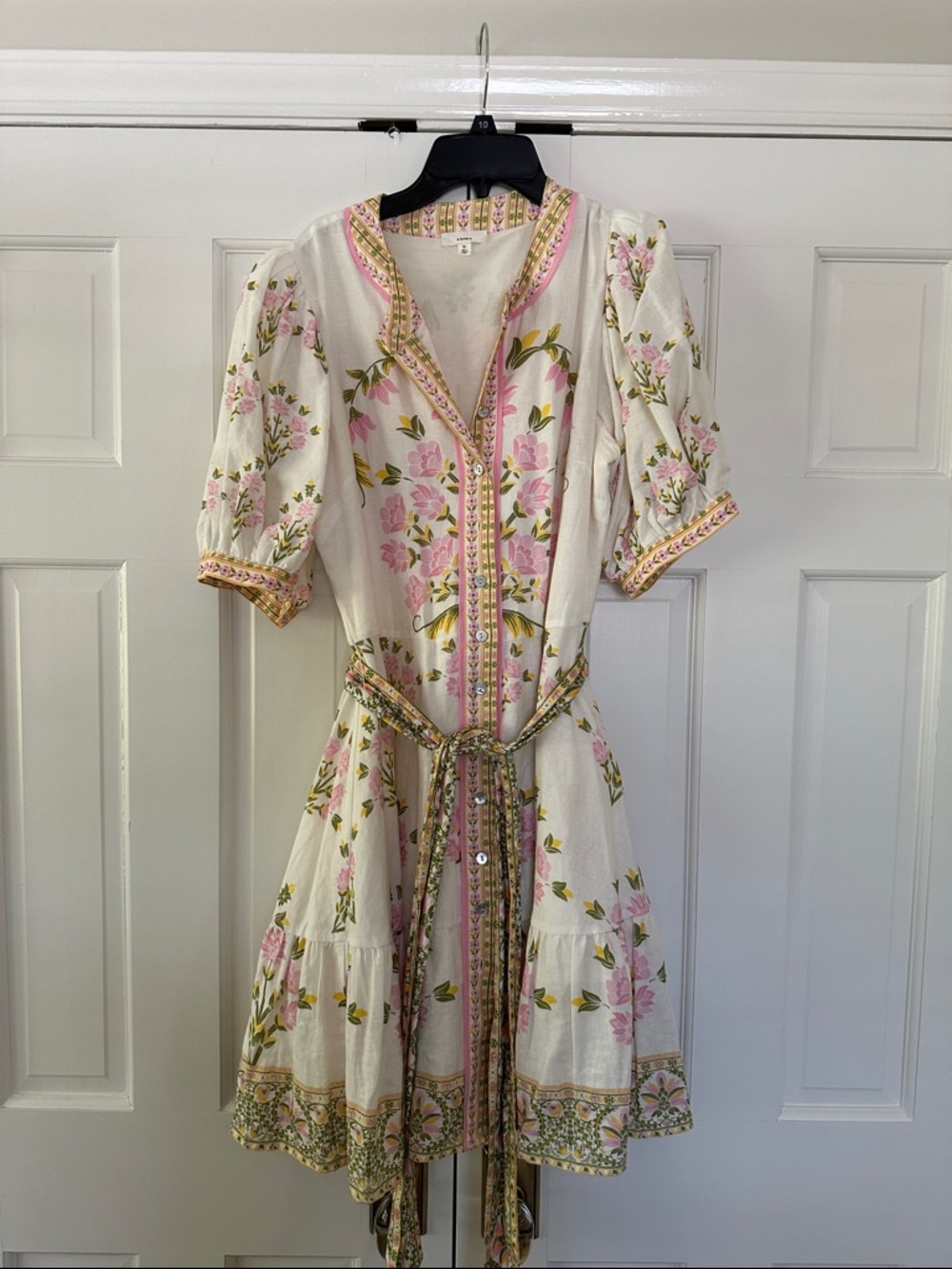 A Loves A - Floral Crew Neck Short Bubble Sleeve A-Line Flounce Mini Dress